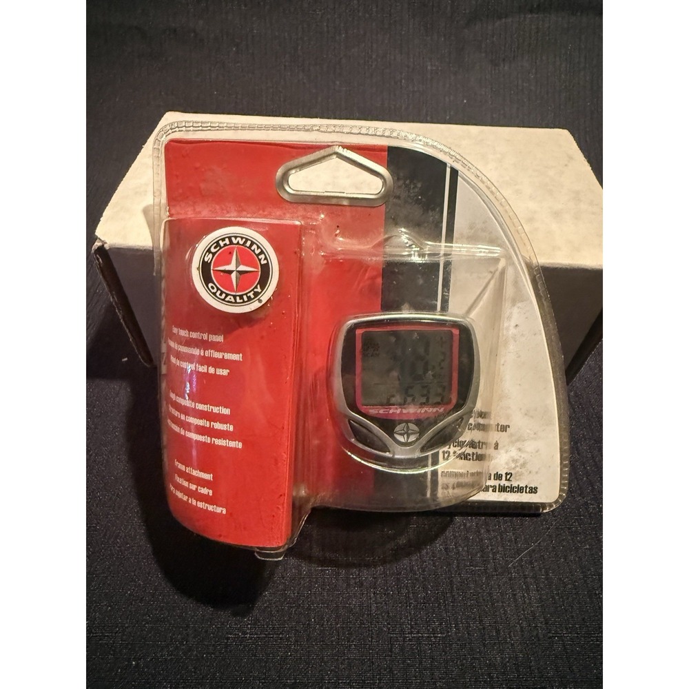 SCHWINN 12 FUNCTION BIKE COMPUTER SW500NM Silver/Red Speedometer Odometer